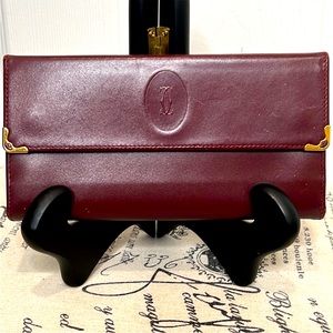 EUC Cartier Must De Cartier Burgandy Flap Wallet
